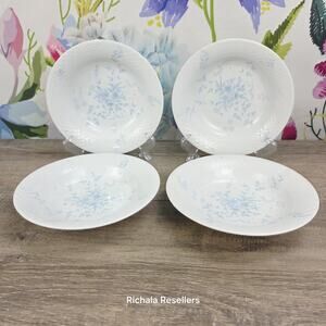China Pearl Sara 6 5/8" Coupe Cereal Bowls Lot Of 4 Blue Flowers 1986 CCA 1517